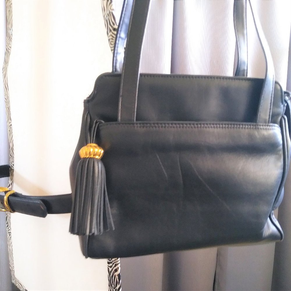 PURSE - SOFT LEATHER SHOULDER BAG - NAVY BLUE